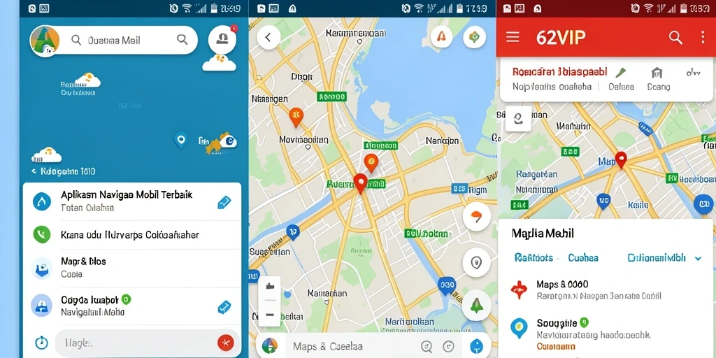 Antarmuka pengguna 62VIP untuk navigasi mobil yang jelas dan informatif.