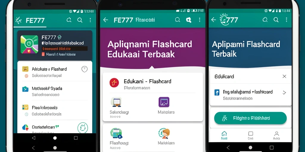 Tampilan antarmuka aplikasi Flashcard FE777 yang menarik dan interaktif.