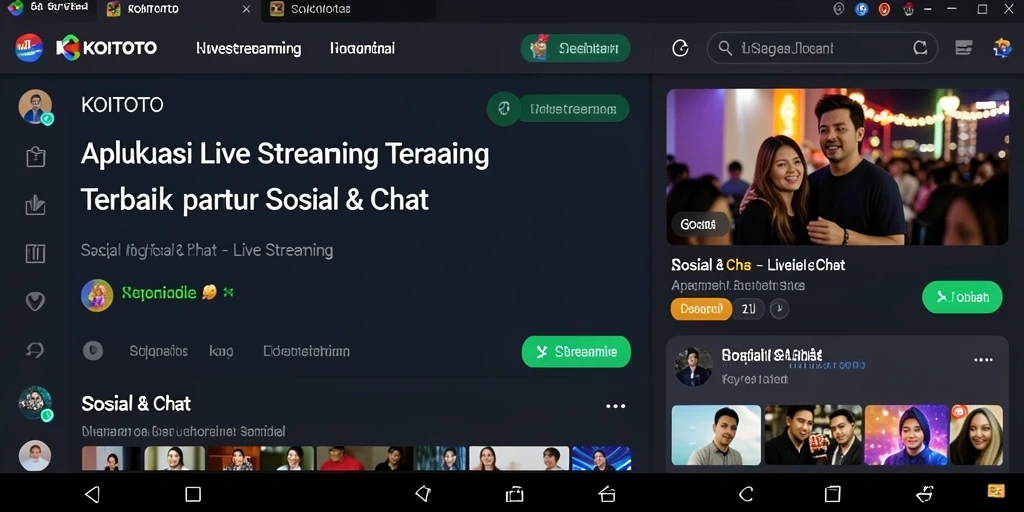 Tampilan antarmuka aplikasi KOITOTO saat Live Streaming dengan fitur interaksi.