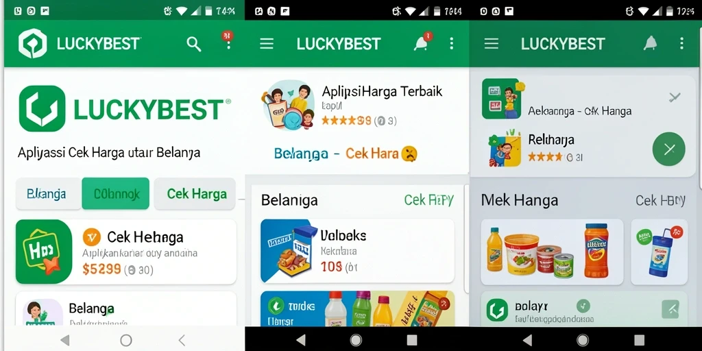 Tampilan antarmuka aplikasi LUCKYBEST untuk cek harga produk.