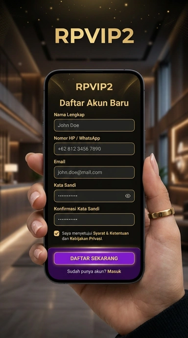 Tampilan halaman daftar rpvip2